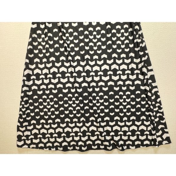 Robert Louis Womens A-Line Midi Skirt Size L Black White Geometric Casual Chic - Picture 5 of 11